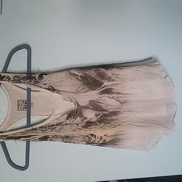 Go by GoSilk Tank Top Ivory G 100% Silk Sheer Hem Raw Edge Sleeveless‎ Blouse - Picture 3 of 14